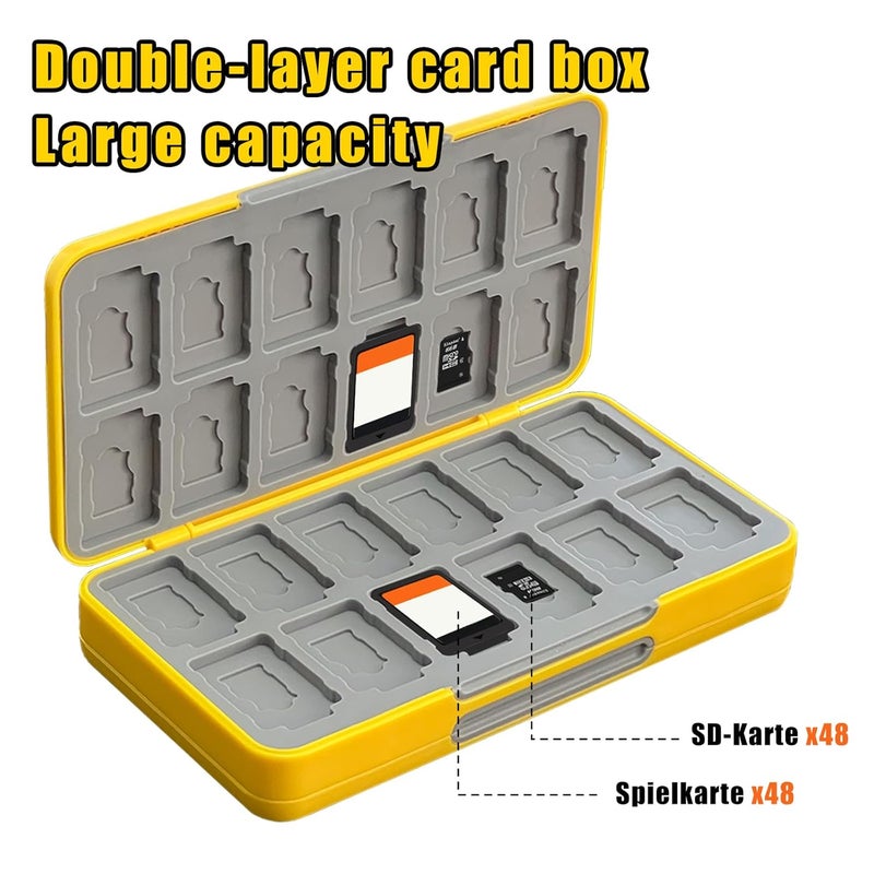 doepeBAE Switch Game Card Case Compatible with Nintendo Switch,Game Card Storage Holder,New Portable Thin Card Protection Case with 48 Game Card Slots and 48 TF Card Slots (M Yellow) - Image 5